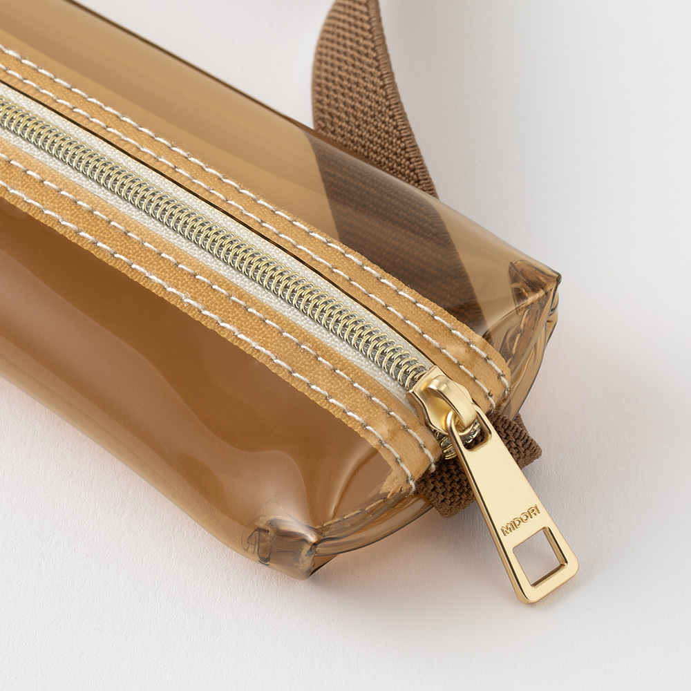 Midori Book Band Pen Case - Clear x Brown image 3
