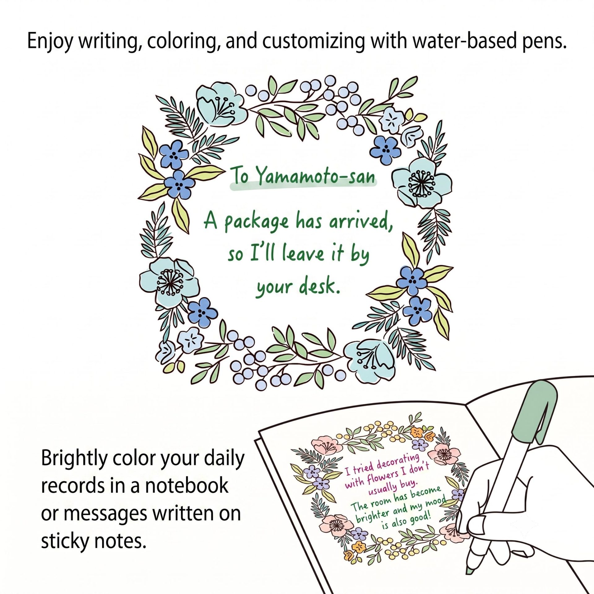 Midori Paintable Stamp Brown Ink - Floral Decoration - Image 5