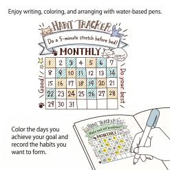 Midori Paintable Stamp Brown Ink - Habit Tracker Cat - Image 5
