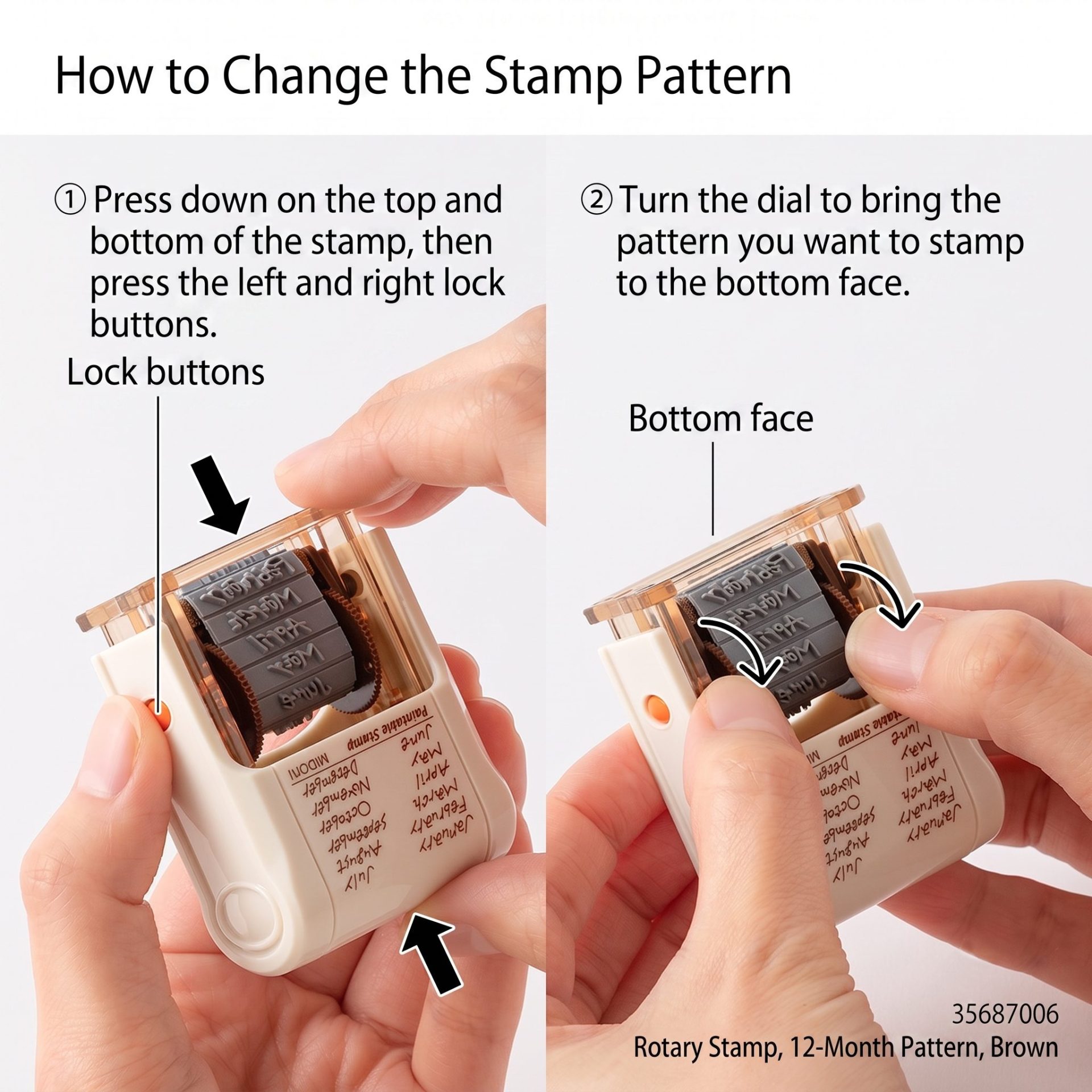 Midori Paintable Rotating Stamp Brown Ink - 12 Months - Image 6
