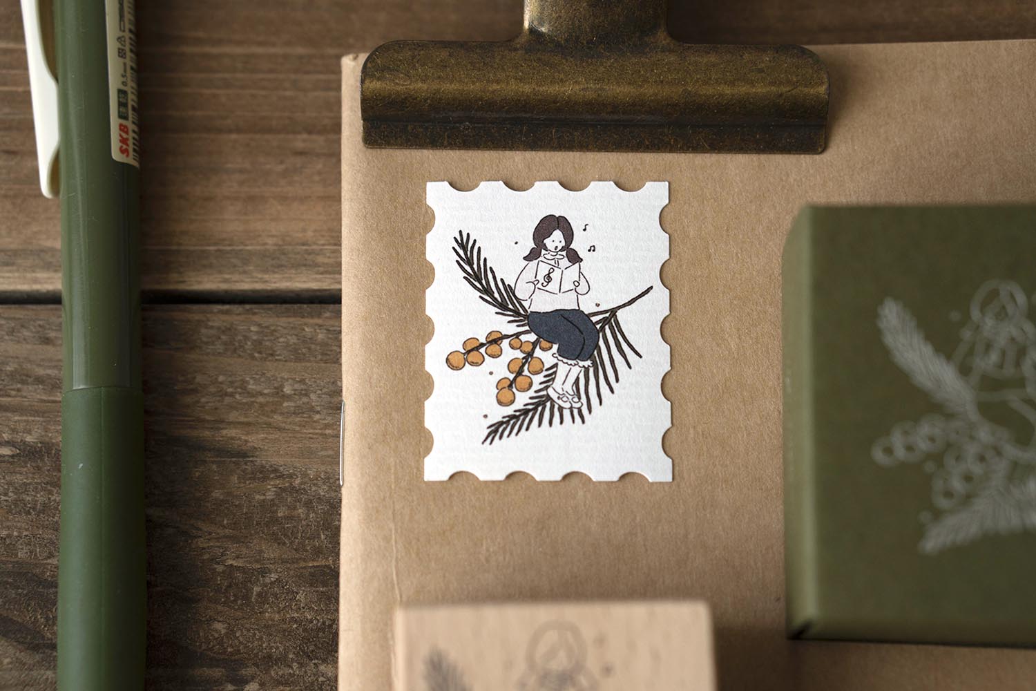 Ivy Snow Mimosa Rubber Stamp