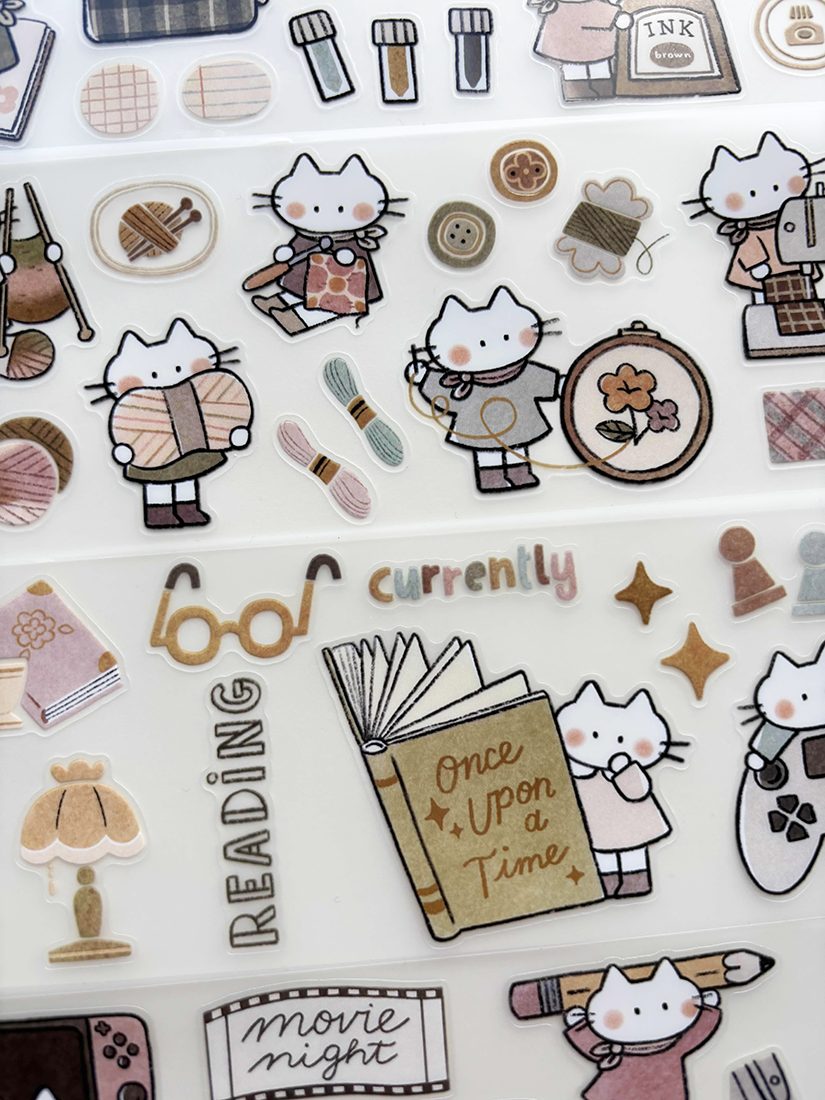 Miso Paper x Cat Collage Club Kiss-cut PET tape - Cozy Hobbies