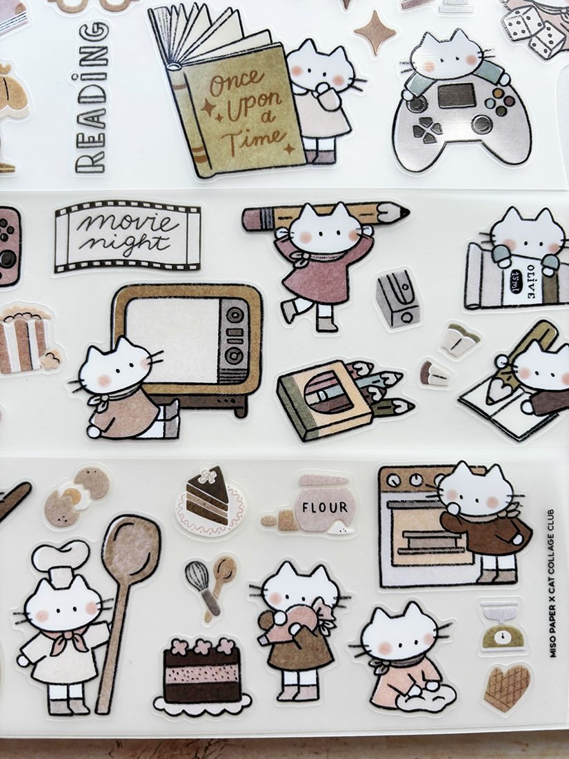 Miso Paper x Cat Collage Club Kiss-cut PET tape - Cozy Hobbies