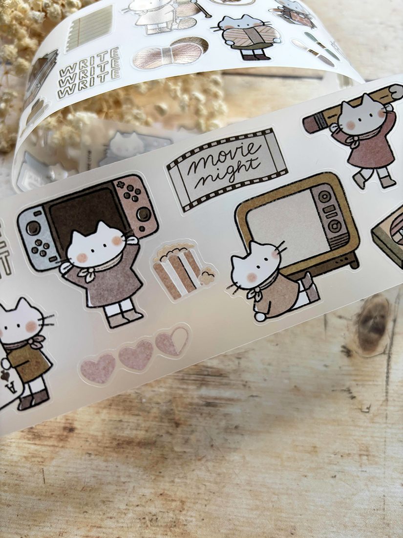Miso Paper x Cat Collage Club Kiss-cut PET tape - Cozy Hobbies