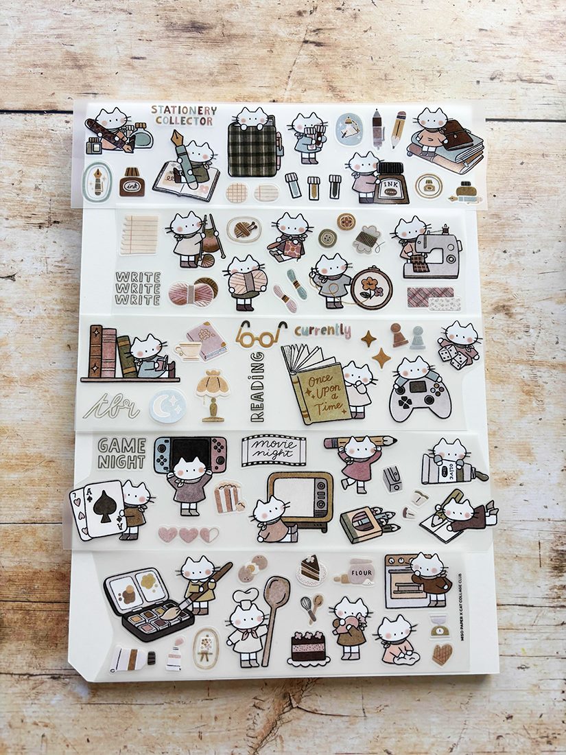 Miso Paper x Cat Collage Club Kiss-cut PET tape - Cozy Hobbies