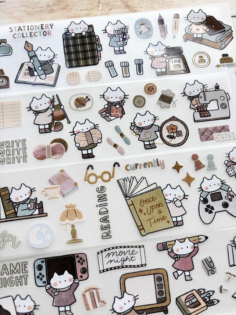 Miso Paper x Cat Collage Club Kiss-cut PET tape - Cozy Hobbies
