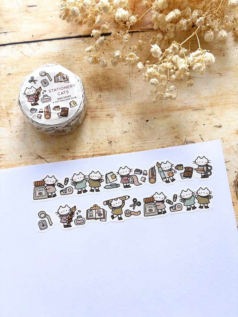 Miso Paper x Cat Collage Club Die-Cut Washi Tape - Stationery Cats