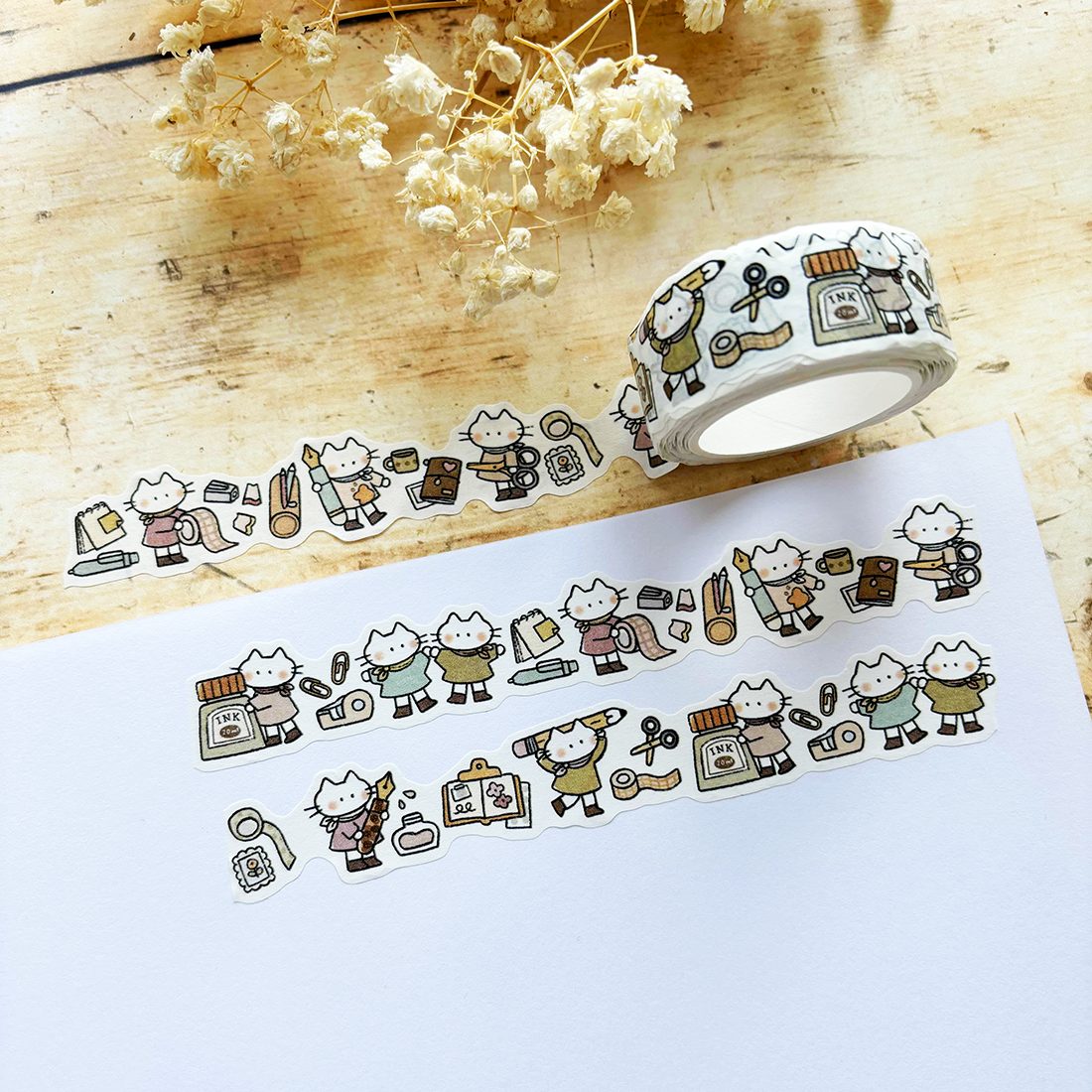 Miso Paper x Cat Collage Club Die-Cut Washi Tape - Stationery Cats