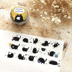 Miso Paper x Ryoko Tamura Die-cut Washi Tape - Kuro Neko Koro Koro