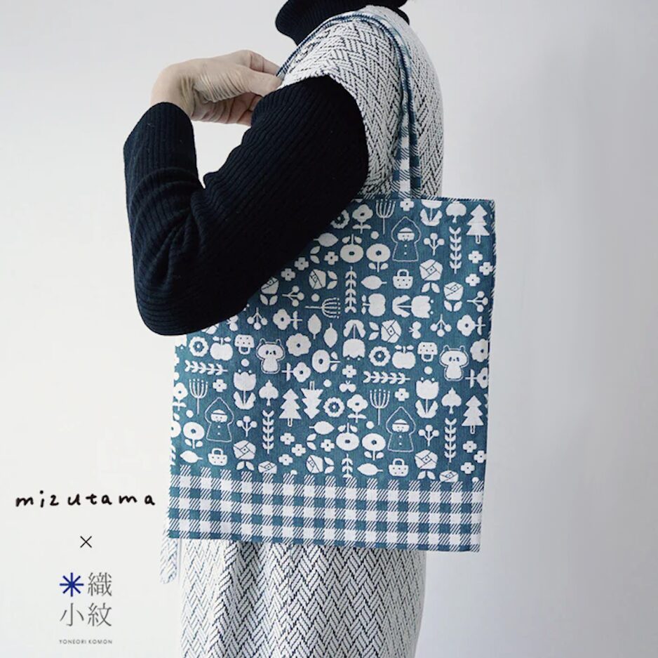 Mizutama "Hana & Check" Tote Bag