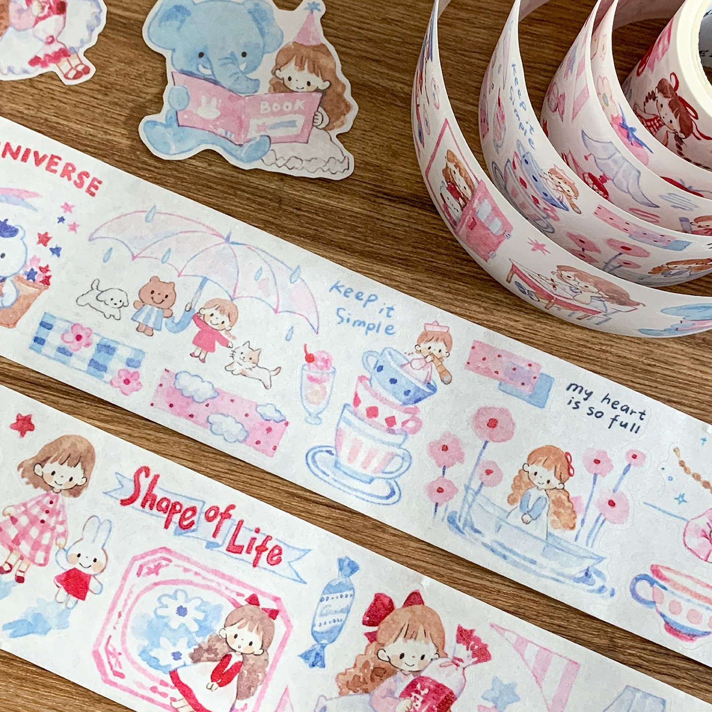 Molinta Kiss-Cut Washi Tape – Pink Cream Blue