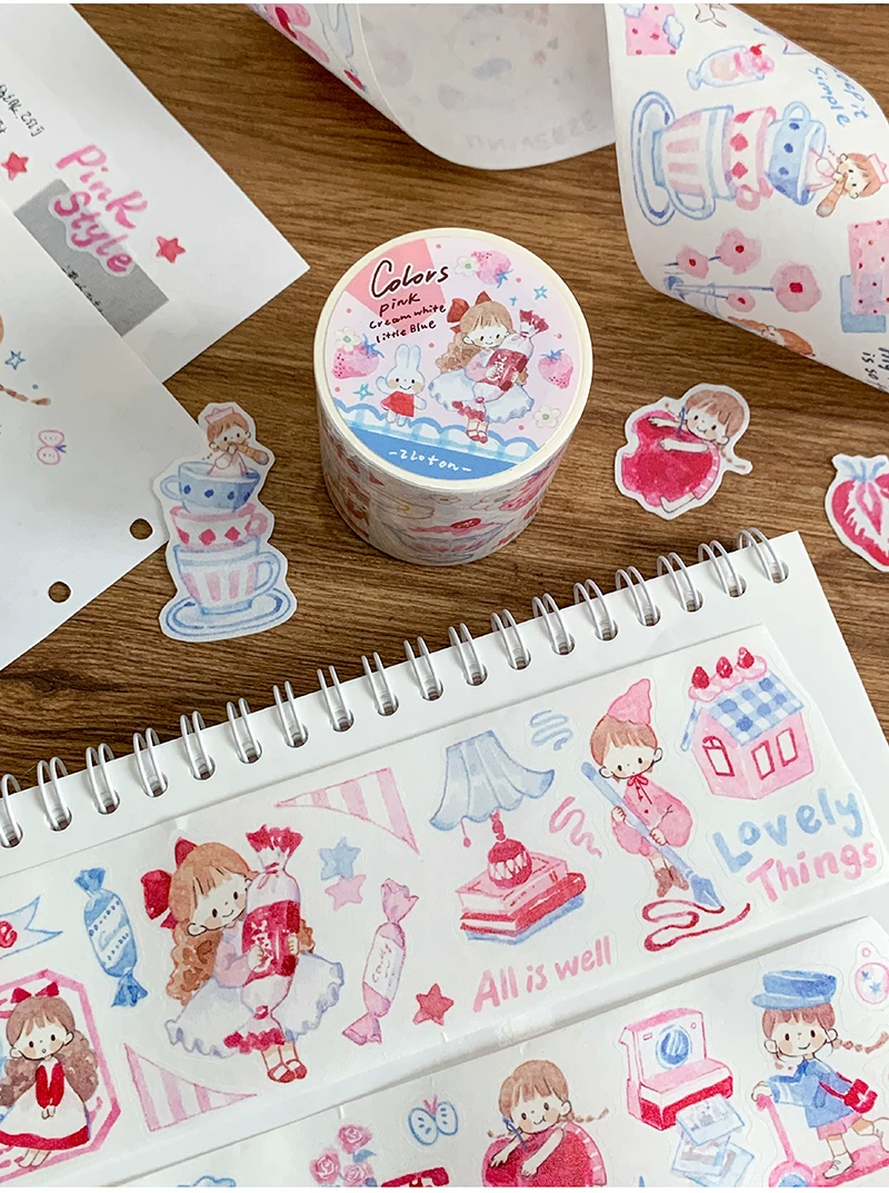 Molinta Kiss-Cut Washi Tape – Pink Cream Blue — gallery