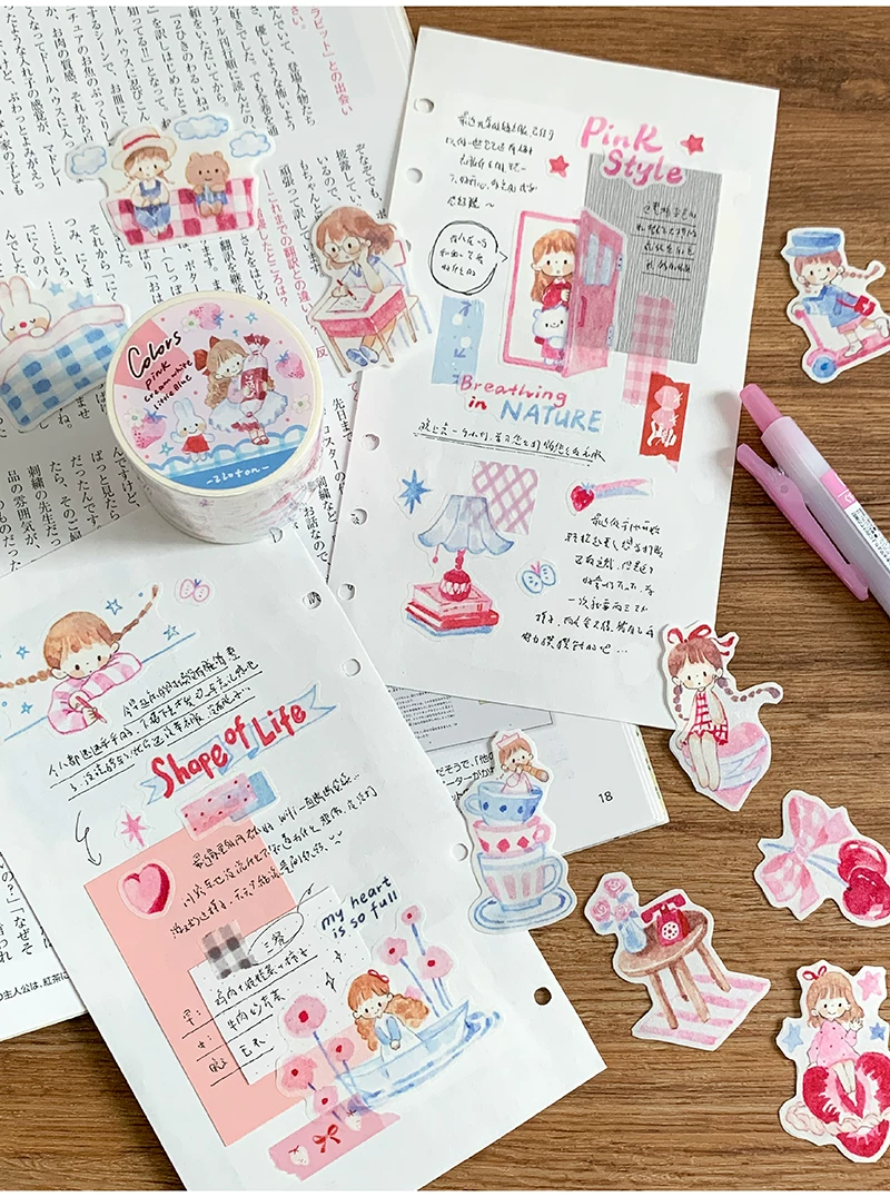 Molinta Kiss-Cut Washi Tape – Pink Cream Blue — gallery