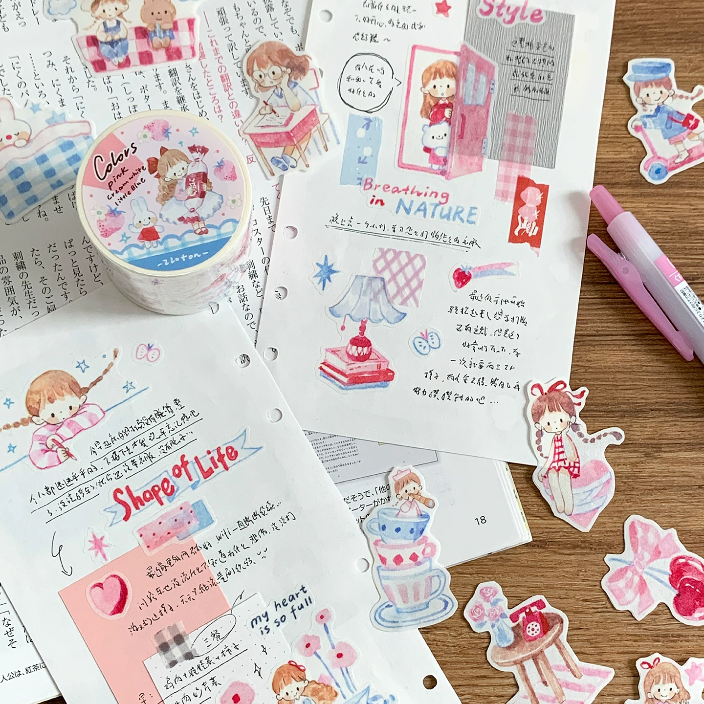 Molinta Kiss-Cut Washi Tape – Pink Cream Blue — gallery