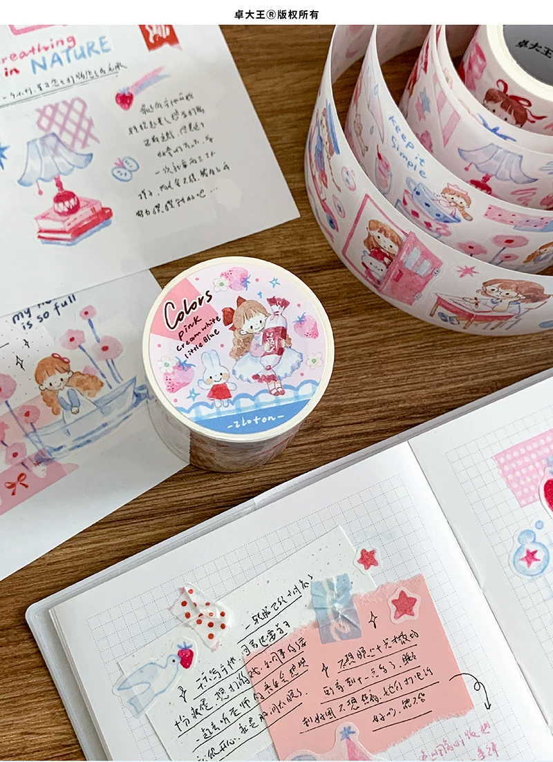 Molinta Kiss-Cut Washi Tape – Pink Cream Blue — gallery