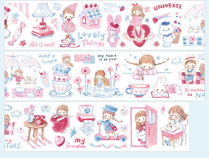 Molinta Kiss-Cut Washi Tape – Pink Cream Blue — gallery