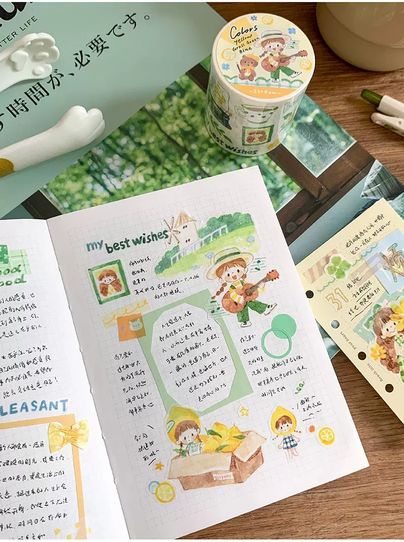 Molinta Kiss-Cut Washi Tape – Yellow Green Blue — gallery