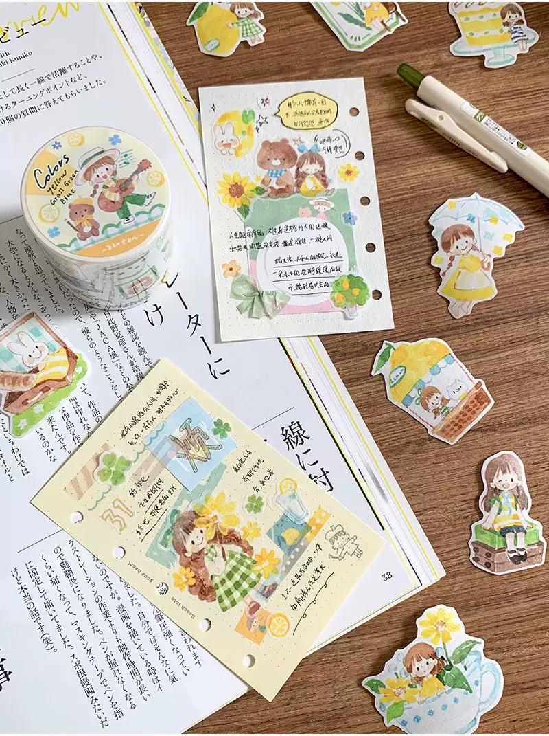 Molinta Kiss-Cut Washi Tape – Yellow Green Blue — gallery