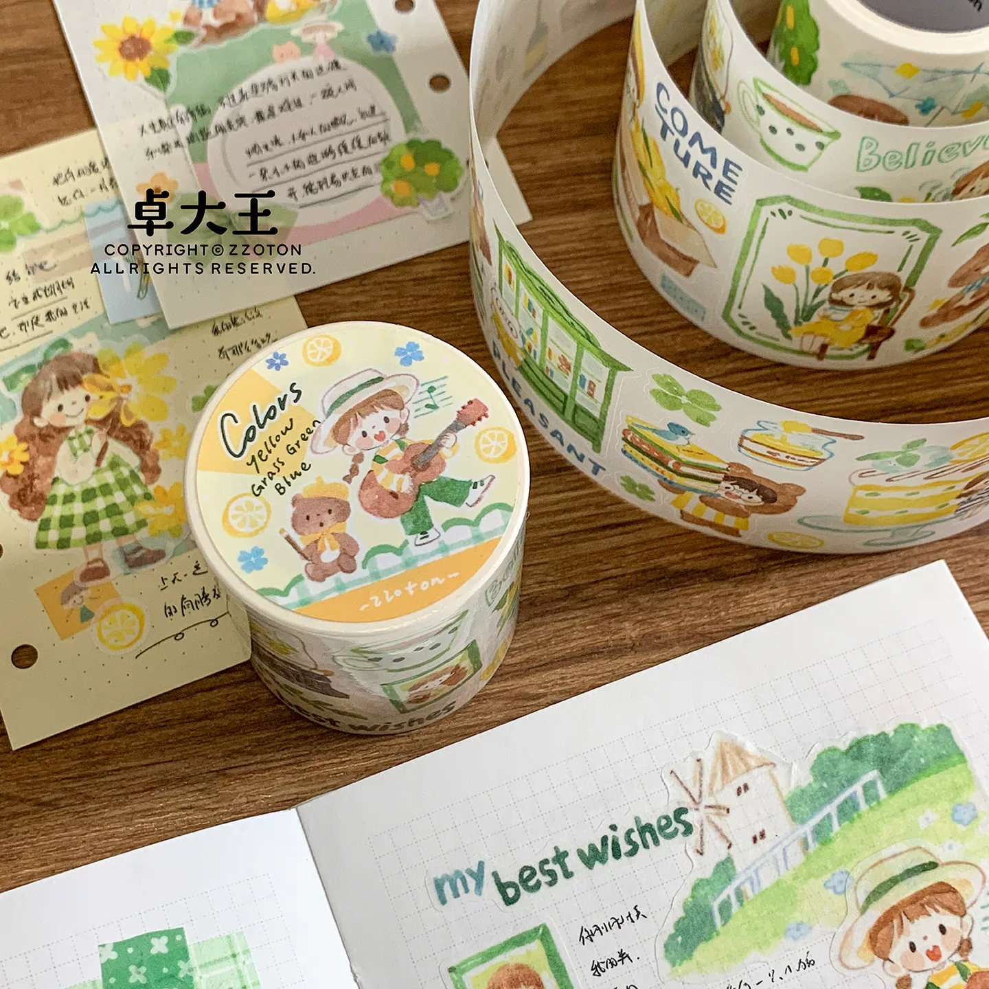 Molinta Kiss-Cut Washi Tape – Yellow Green Blue — gallery
