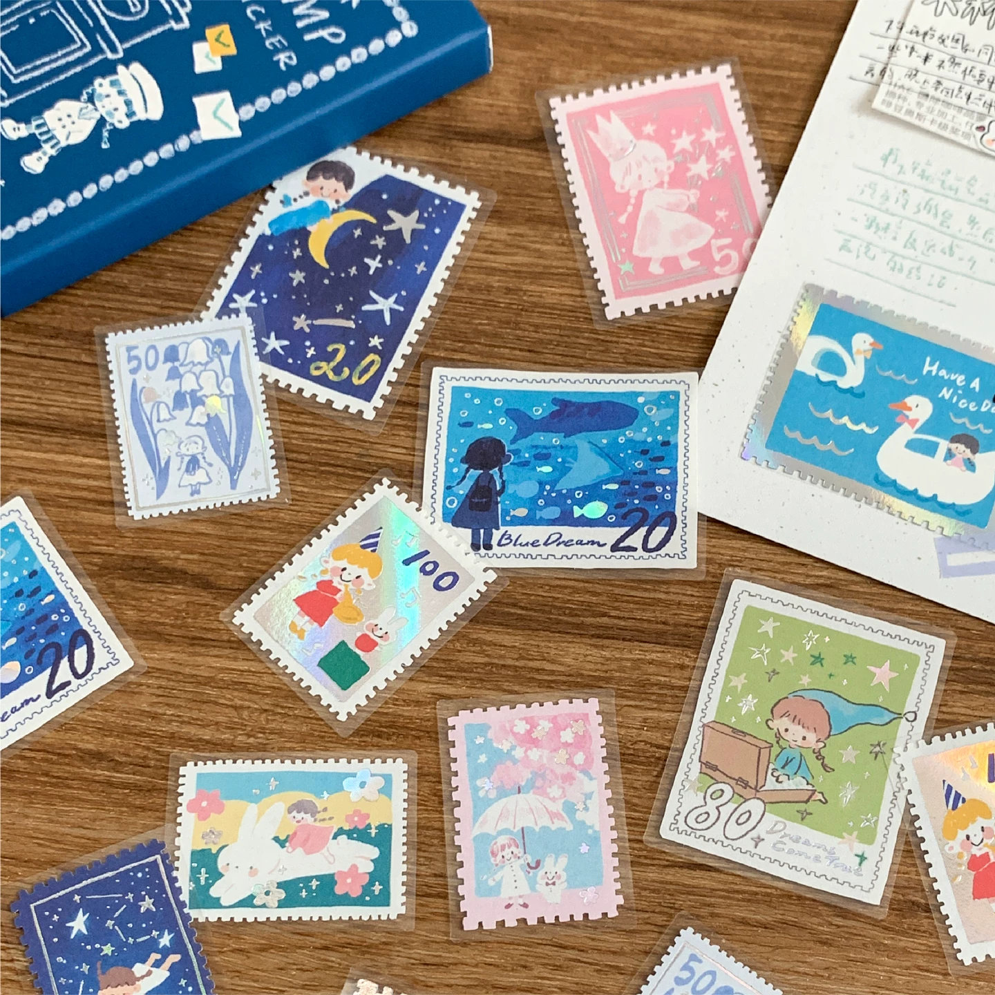 Molinta Postage Stamp Stickers – Blue