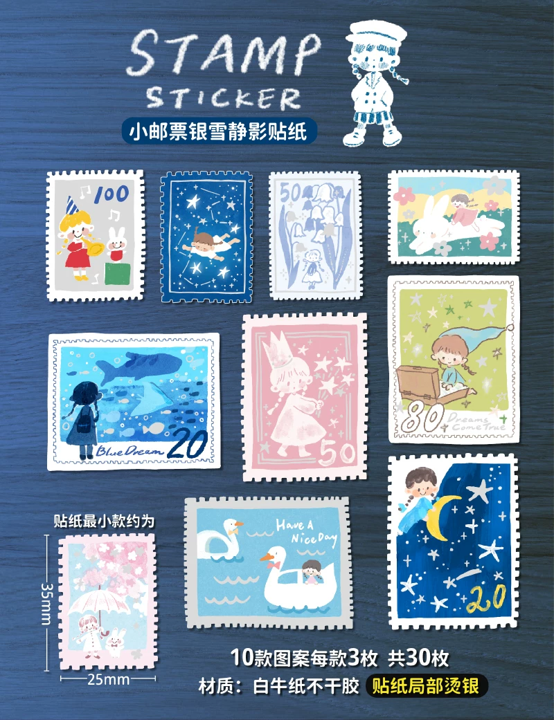 Molinta Postage Stamp Stickers – Blue — gallery
