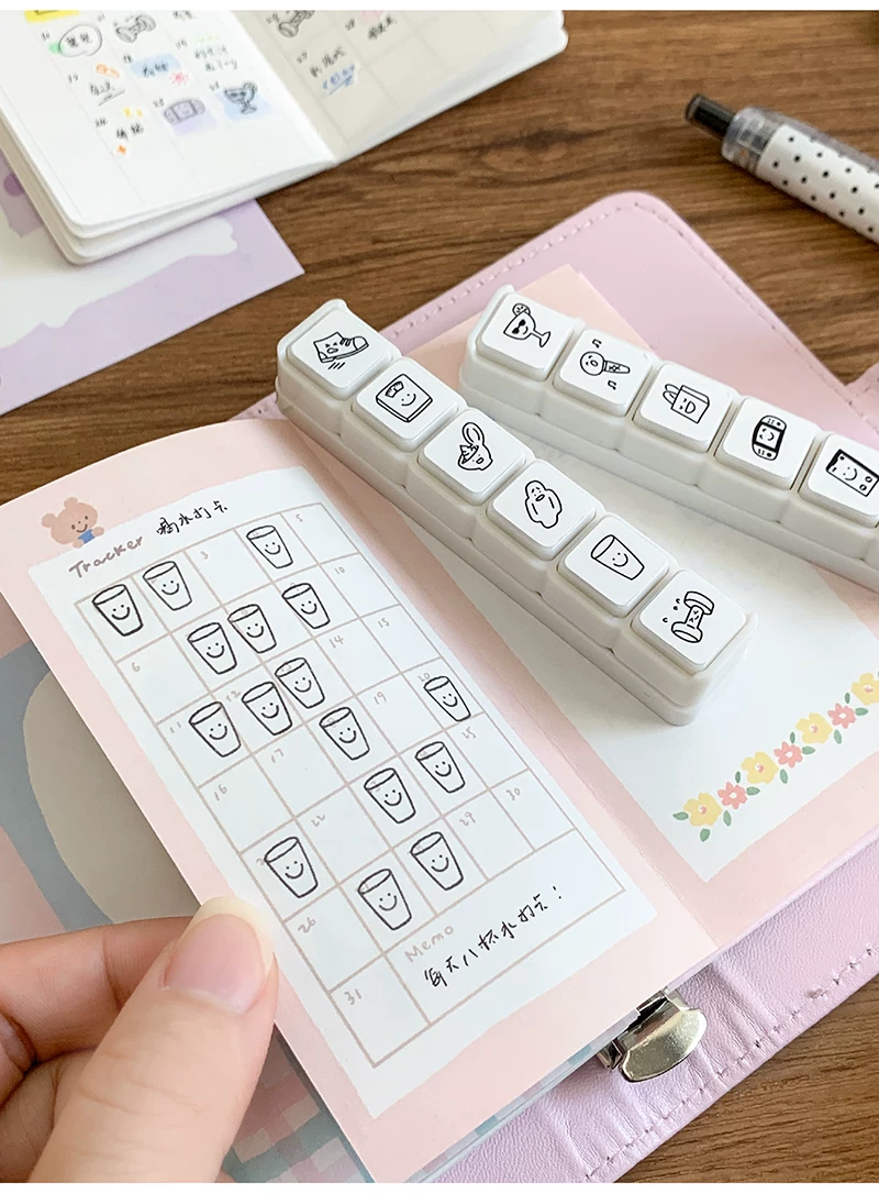 Molinta Pre-inked Button Stamp Set – Daily Log — gallery