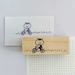 Molinta Wooden Stamp – Bear on a Bike