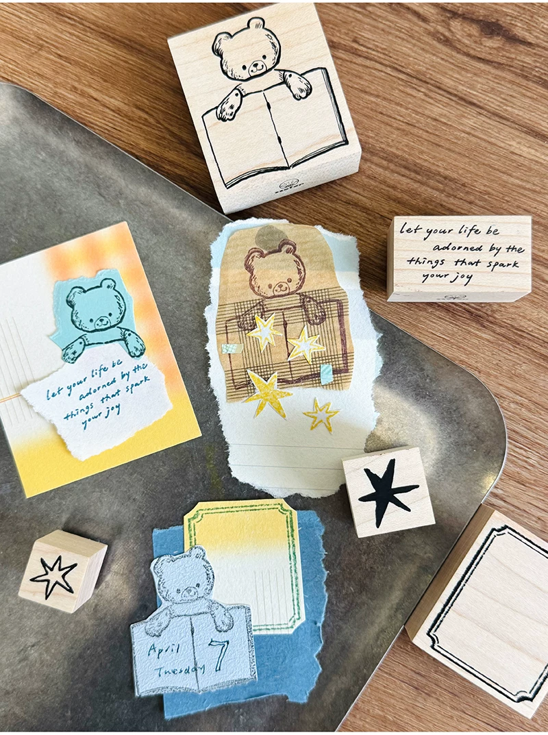 Molinta Wooden Stamp – Bear Reading — gallery