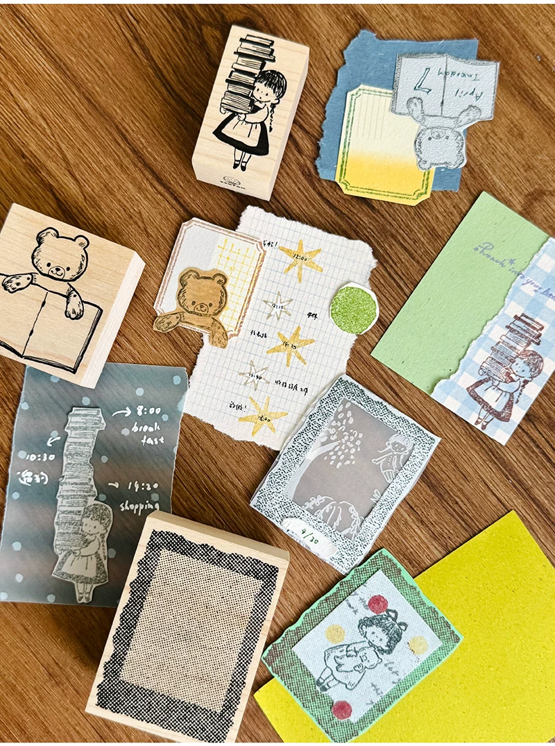 Molinta Wooden Stamp – Bear Reading — gallery