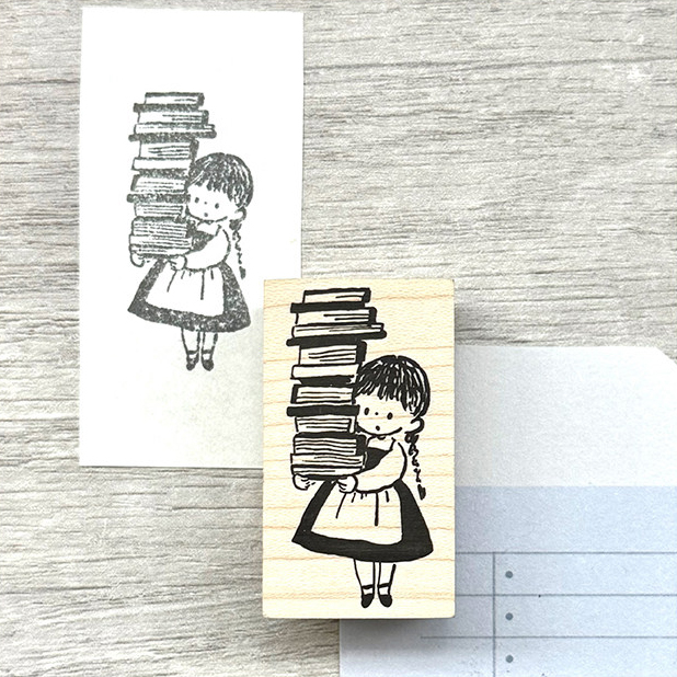 Molinta Wooden Stamp – Girl with Books