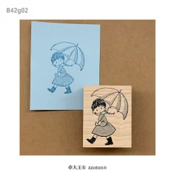 Molinta Wooden Stamp – Girl With Umbrella