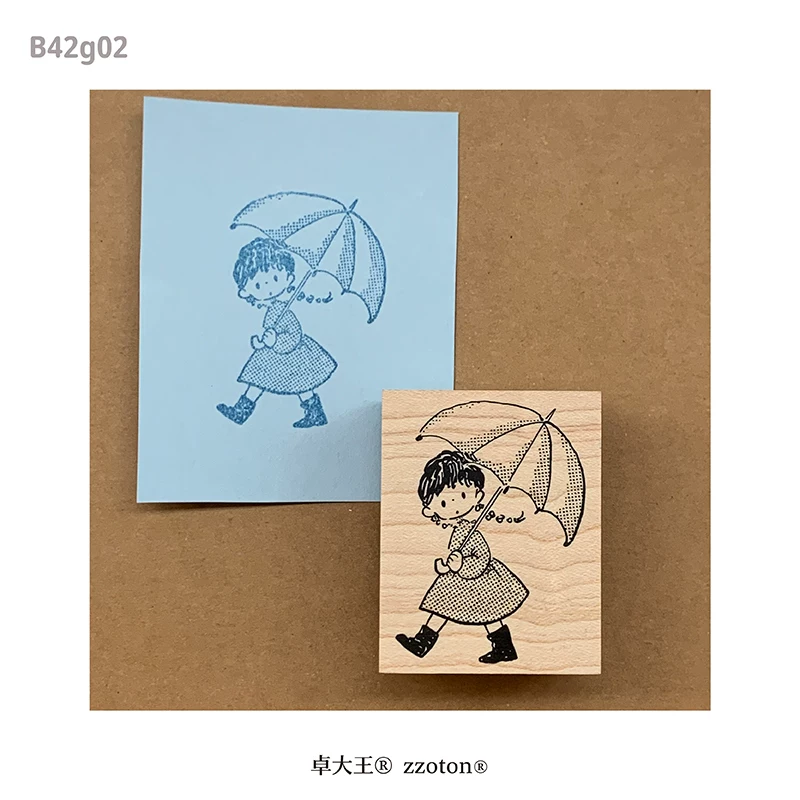 Molinta Wooden Stamp – Girl With Umbrella