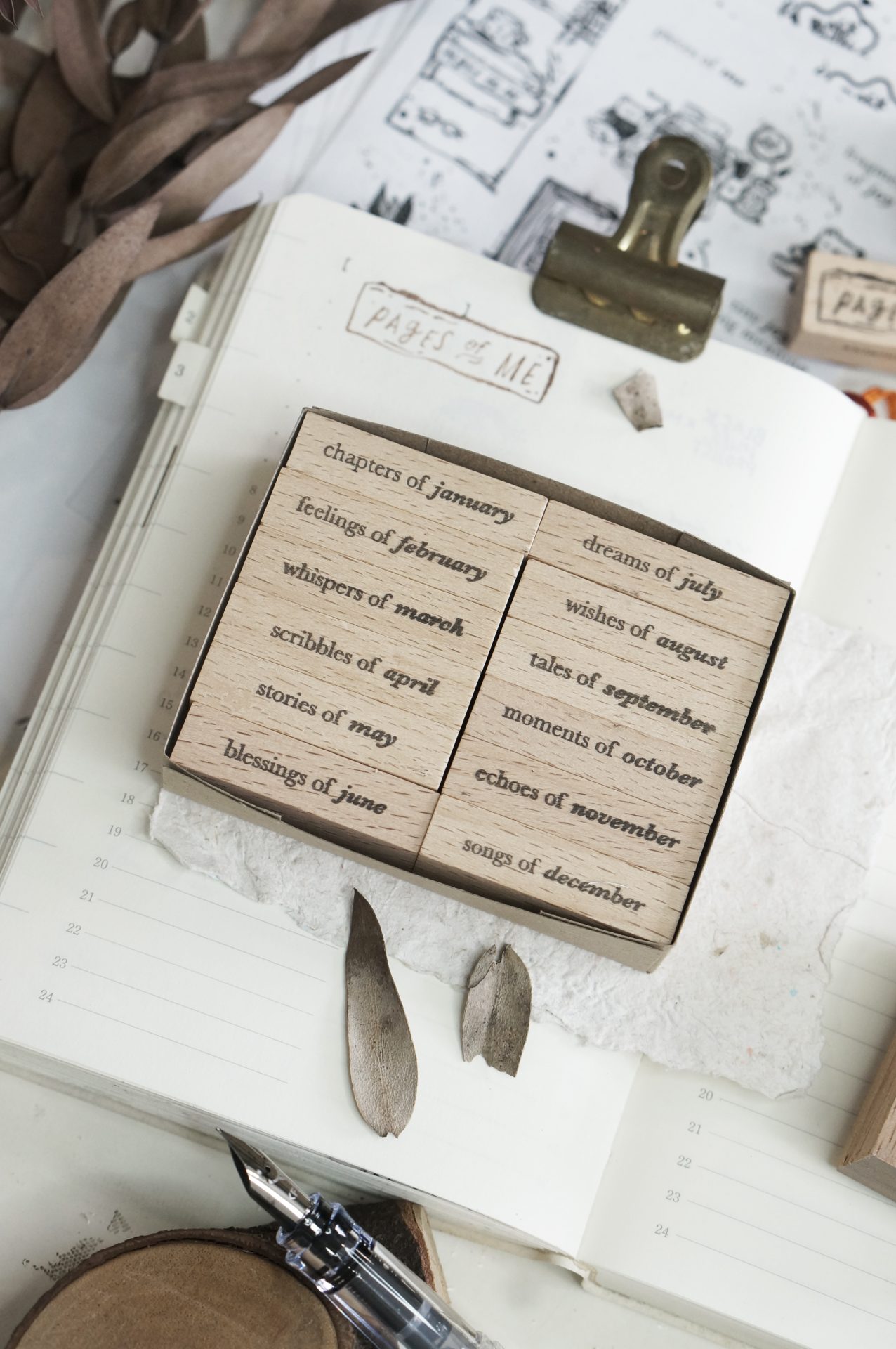 Black Milk Project Pages of Me Months Rubber Stamp Set