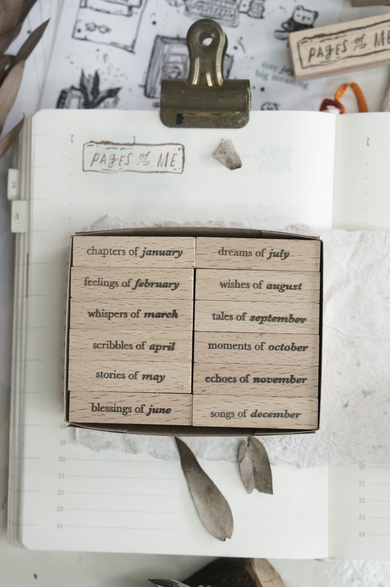 Black Milk Project Pages of Me Months Rubber Stamp Set