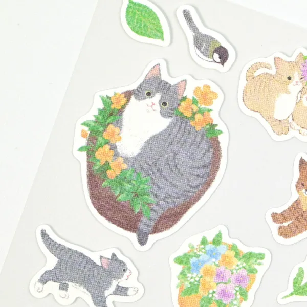 NB Wanowa Nyantomo Cats Stickers - Flower Garden