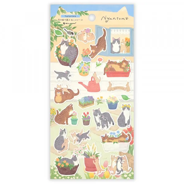 NB Wanowa Nyantomo Cats Stickers - Flower Garden