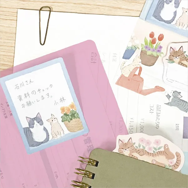 NB Wanowa Nyantomo Cats Sticky Notes - Flower Garden
