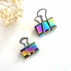 Iridescent Rainbow Binder Clip Set of 2 (2 sizes)