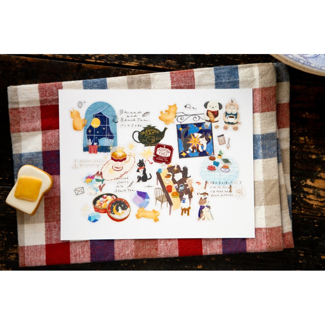 OURS Studio Tea Room Sleeping Cat Kiss-cut PET Tape — gallery