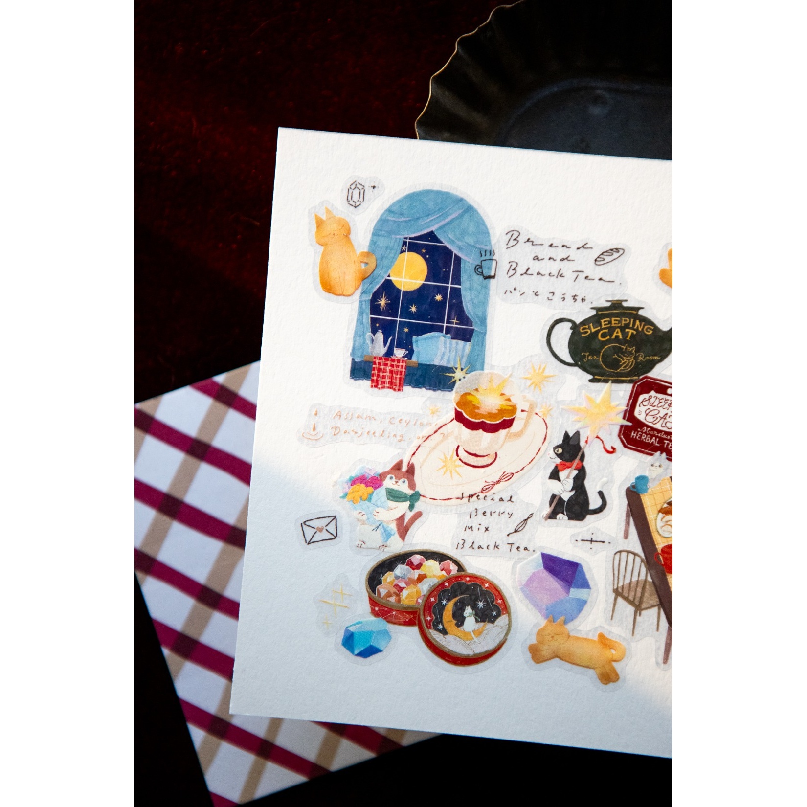 OURS Studio Tea Room Sleeping Cat Kiss-cut PET Tape — gallery