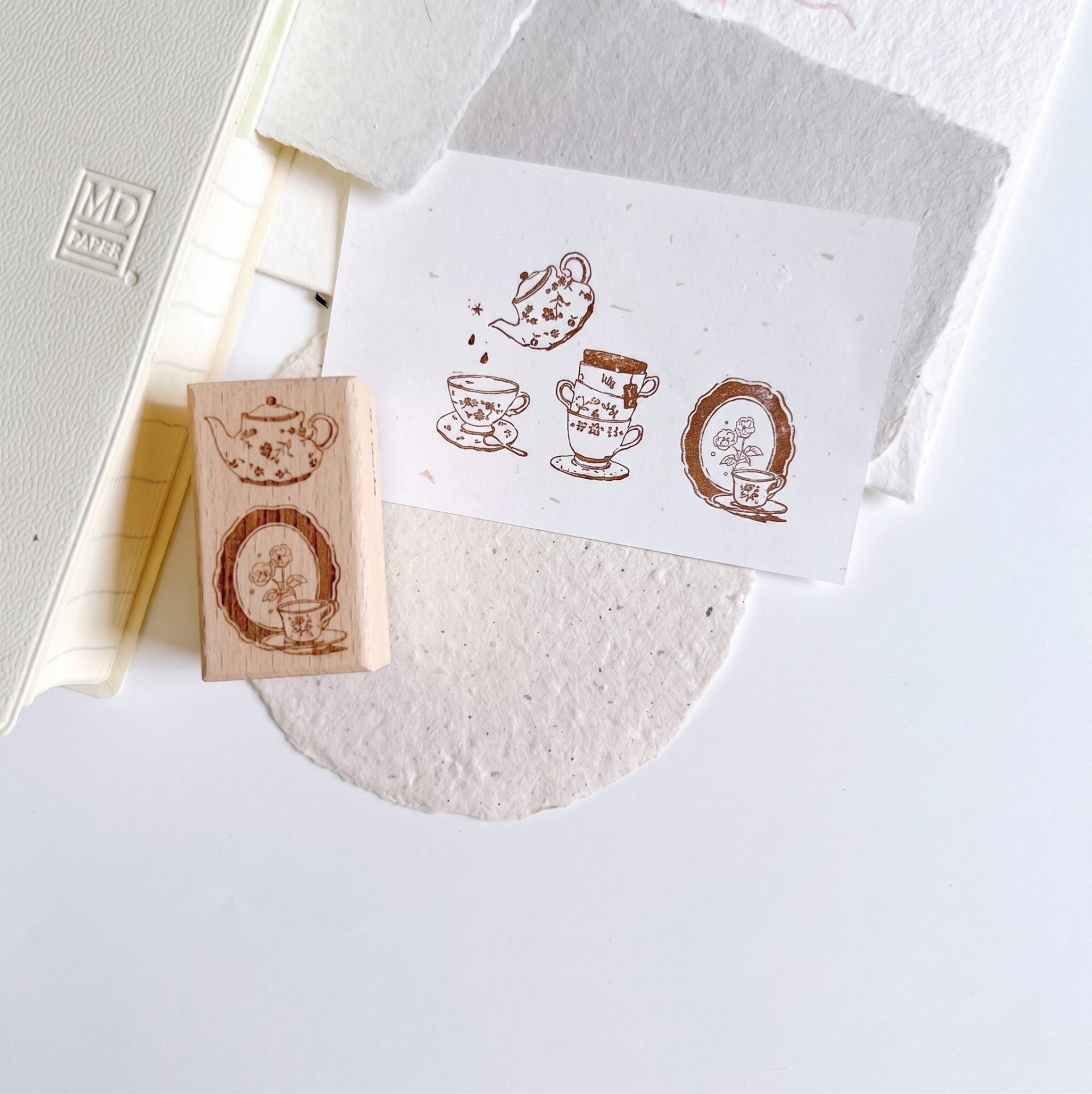 PaiPai Tea Time Rubber Stamp - Peony Tea Set - Image 2