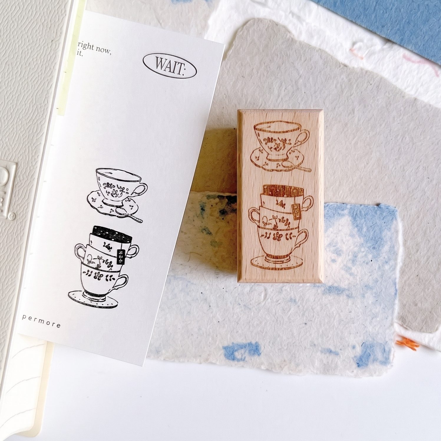 PaiPai Tea Time Rubber Stamp - Tea Cups