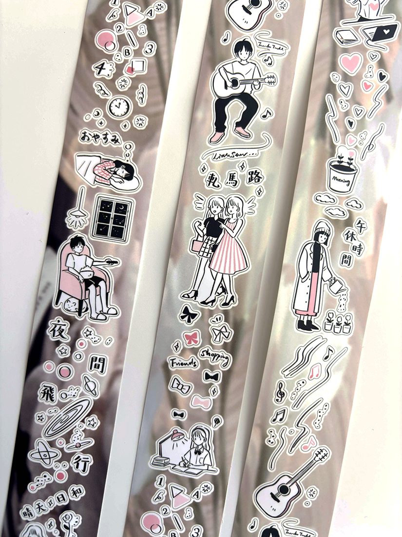 Paper Game x Pilipala Strawberry Milk Kiss-cut Sticker Roll
