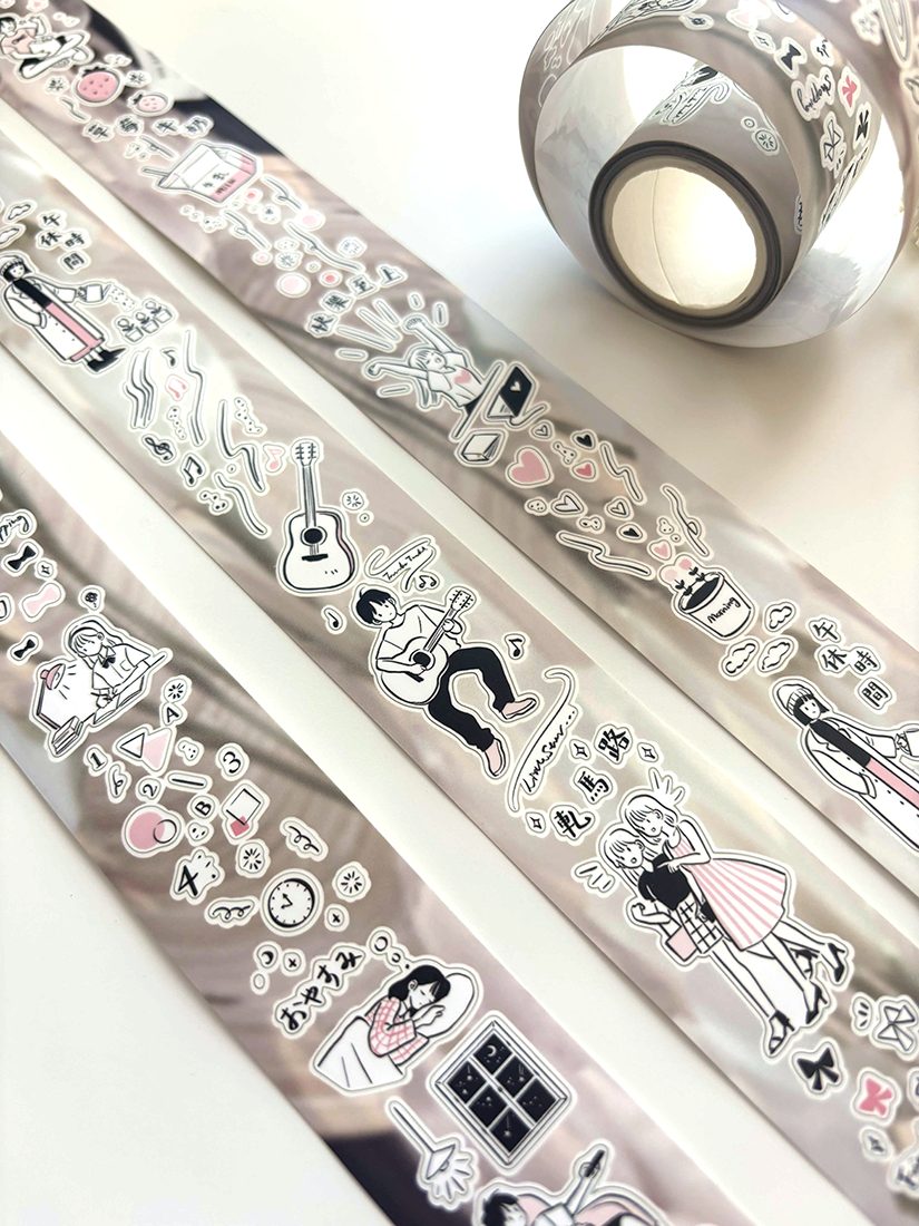 Paper Game x Pilipala Strawberry Milk Kiss-cut Sticker Roll — gallery