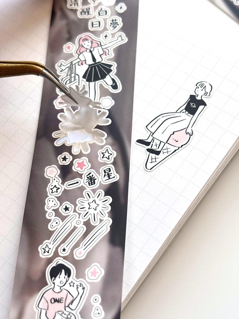 Paper Game x Pilipala Strawberry Milk Kiss-cut Sticker Roll — gallery