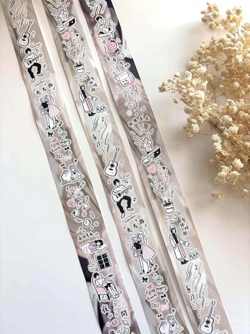 Paper Game x Pilipala Strawberry Milk Kiss-cut Sticker Roll — gallery