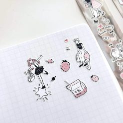 Paper Game x Pilipala Strawberry Milk Kiss-cut Sticker Roll — gallery