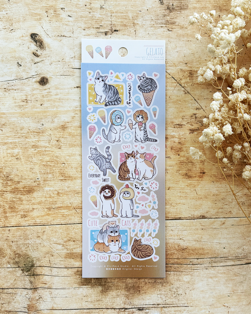 Paper Game x Pilipala Dessert Cat Stickers - Gelato