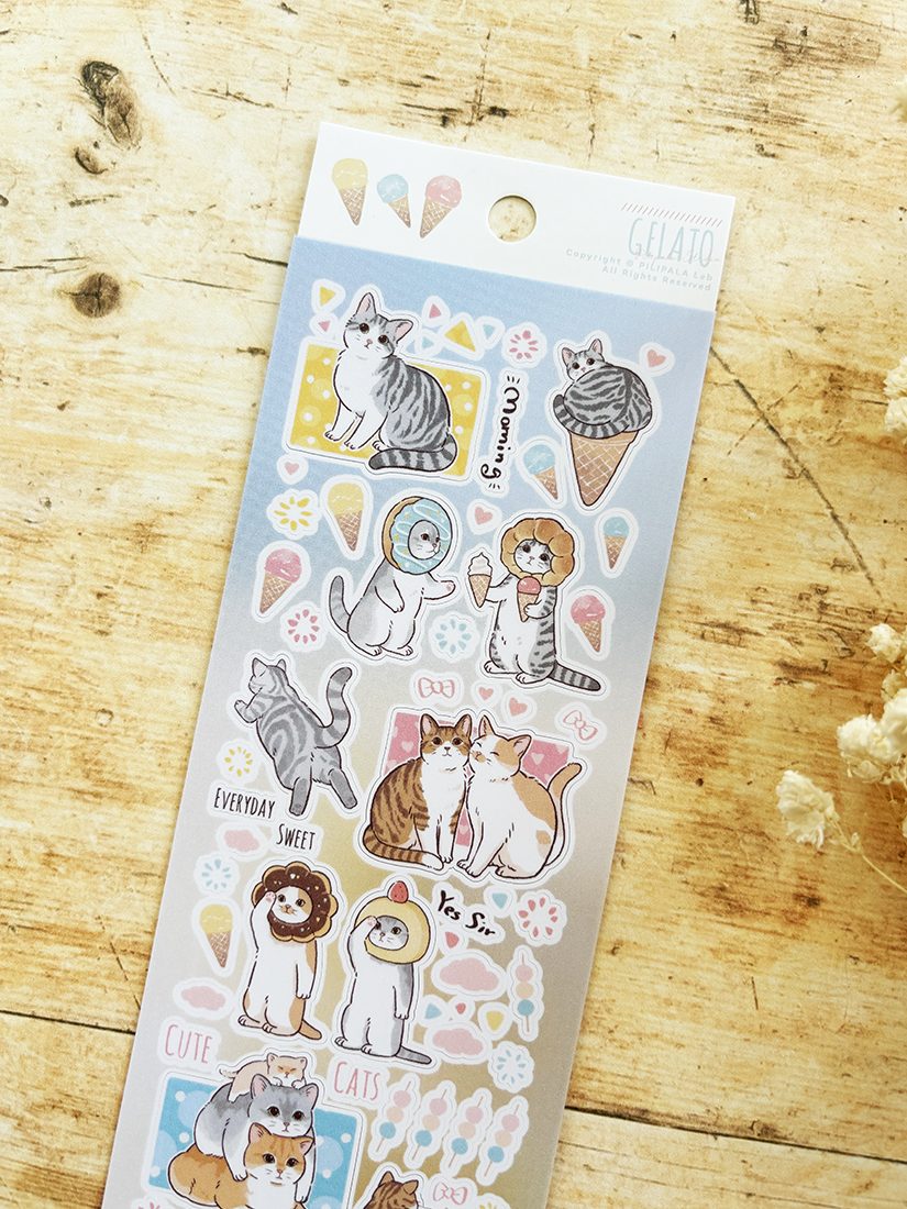 Paper Game x Pilipala Dessert Cat Stickers - Gelato