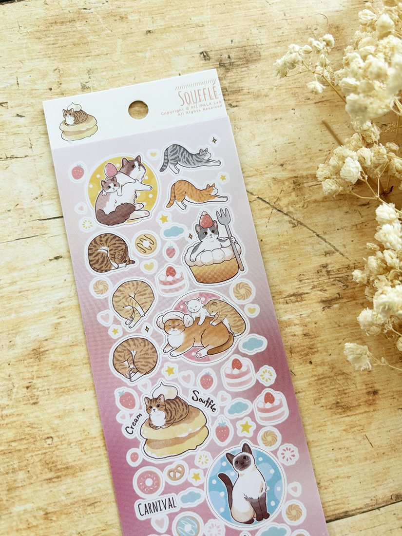 Paper Game x Pilipala Dessert Cat Stickers - Soufflé